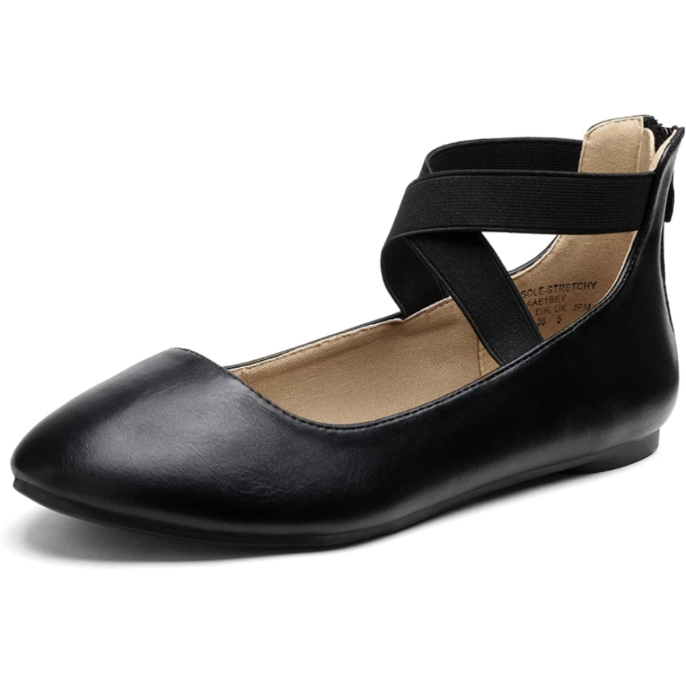 Dream Pairs Women's Comfortable Fashion Elastic Ankle Straps Flats Shoes